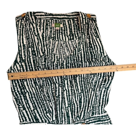 Anthropologie ETT TWA Sleeveless Romper Women's Size 0 Green & White Pockets - Picture 9 of 16